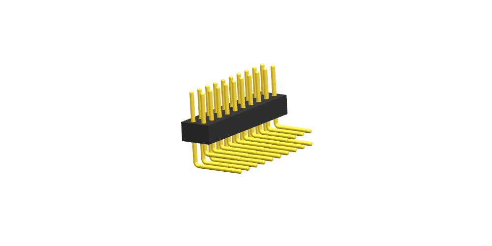 圆孔排针1.27mm 双排 90度（塑高1.9 塑宽3.25）